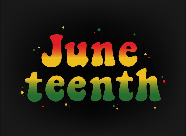 Juneteenth groovy belettering citaat op zwarte achtergrond voor kaarten prints posters