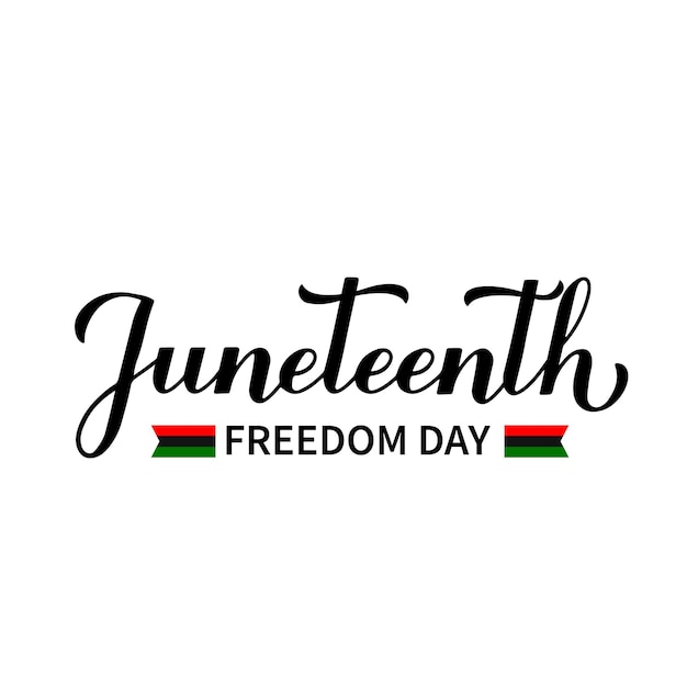 Juneteenth kalligrafie hand belettering geïsoleerd op wit Afro-Amerikaanse vakantie op 19 juni Vector sjabloon voor typografie poster banner wenskaart briefkaart sticker enz