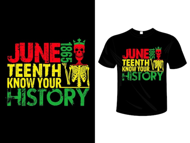 JUNETEENTH KNOW YOUR HISTORY 티셔츠 디자인 타이포그래피 레터링 굿즈 디자인