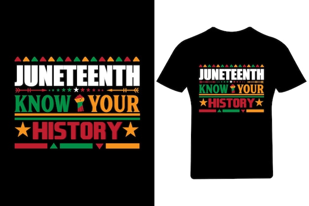 ベクトル juneteenth know your history tシャツ、juneteenthタイポグラフィーtシャツ、