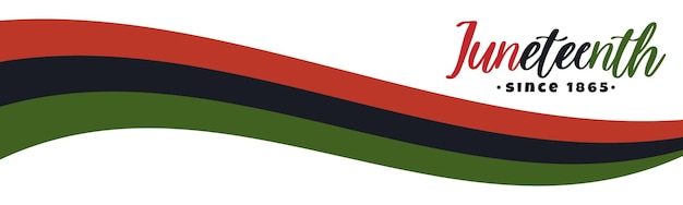 Juneteenth, sinds 1865 tekstbelettering logo. horizontaal bannerontwerp met pan-afrikaanse, zwarte bevrijdingsvlag met rode, zwarte, groene strepen... vectorillustratie geïsoleerd op een witte achtergrond,
