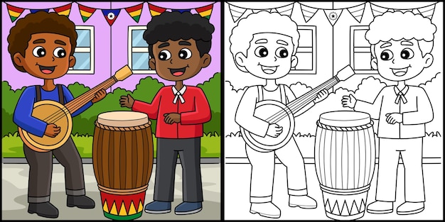 Juneteenth Speelt de instrumenten Illustratie