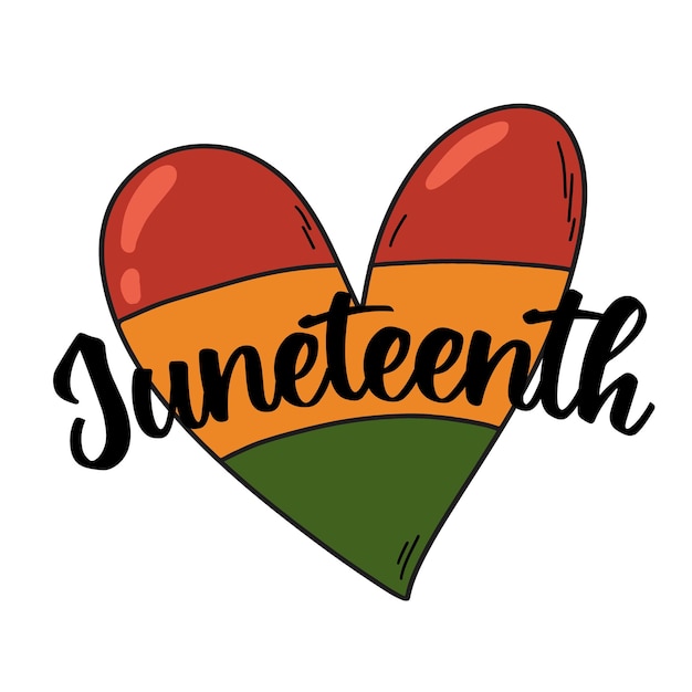 Juneteenth square greeting card template with calligraphy text lettering cartoon heart