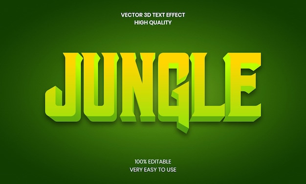Jungle 3d editable text effect premium vector