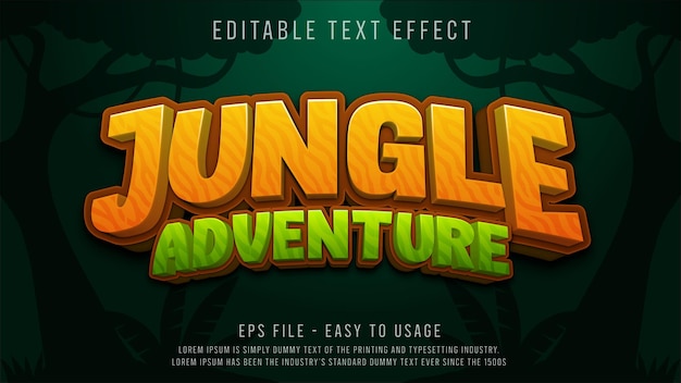 Jungle adventure 3d editable text effect template