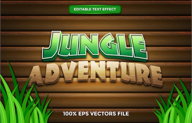 Jungle adventure text effect, editable cartoon and forest text style premium vector