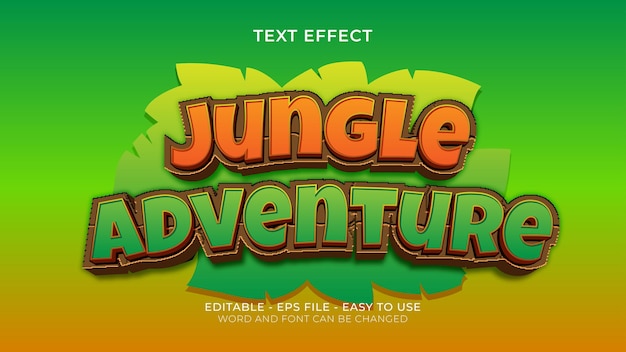 Vector jungle adventure text effect ready to use