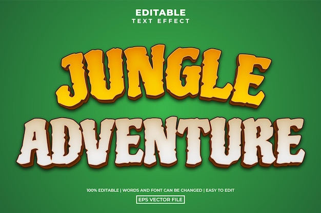 Jungle adventure text style, editable text effect vector