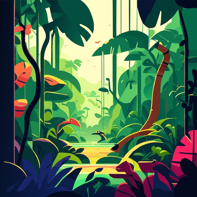 Vector jungle animal tropical forest hand drawn flat stylish cartoon sticker icon concept isolated