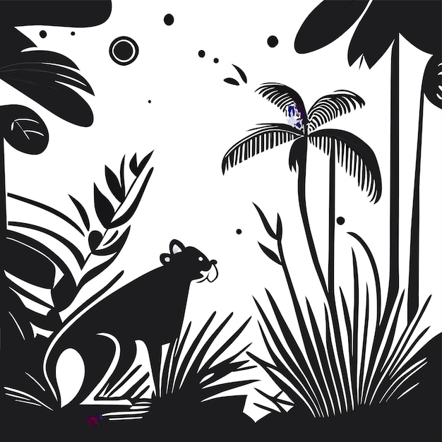 Vettore animali della giungla foresta tropicale disegnato a mano piatto elegante adesivo cartone animato icona concetto isolato