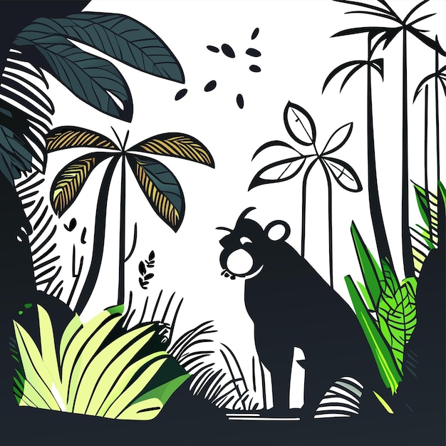 Vettore animali della giungla foresta tropicale disegnato a mano piatto elegante adesivo cartone animato icona concetto isolato