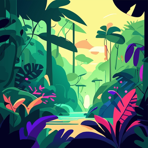 ベクトル ジャングル動物 熱帯森林 手描きの平らなスタイリッシュな漫画のステッカー アイコンコンセプトを孤立させました
