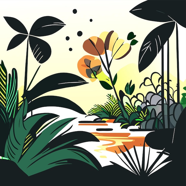 Vector jungle animal tropical forest hand drawn flat stylish cartoon sticker icon concept isolated