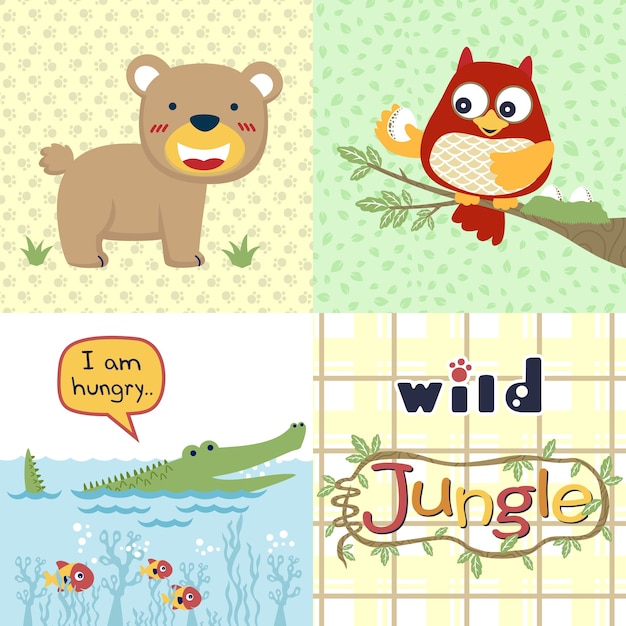 Jungle animals cartoon, wildlife cartoon