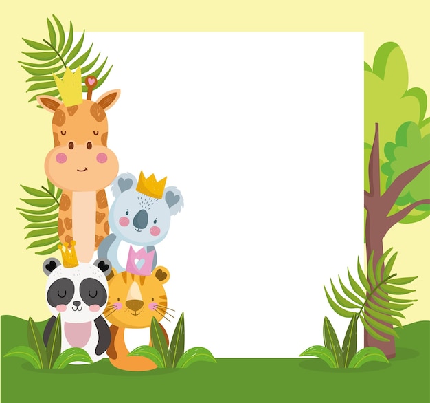 Vector jungle animals cute