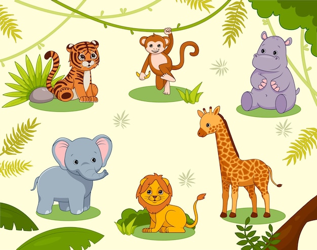 Vector jungle animals pattern