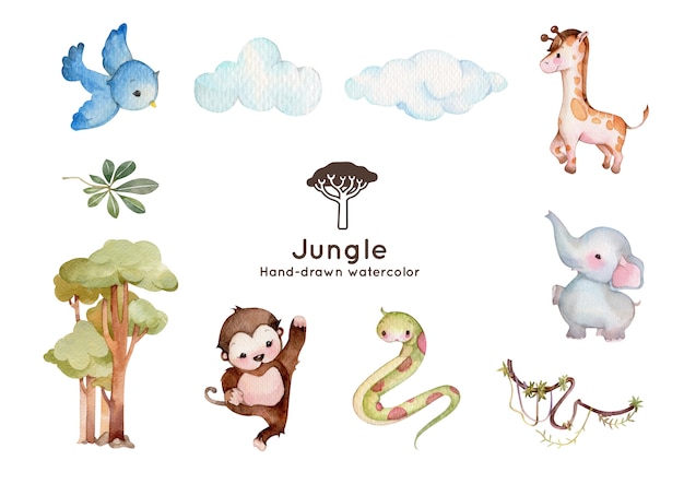 Jungle avontuur thema aquarel illustratie