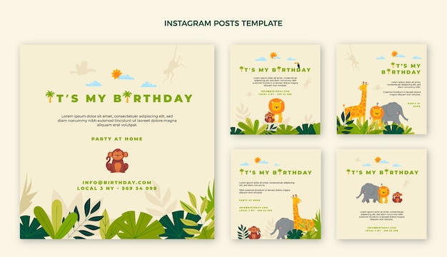 Jungle birthday party instagram post collection