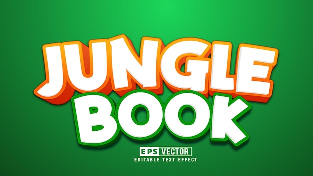 Jungle book 3d editable text effect vector with background