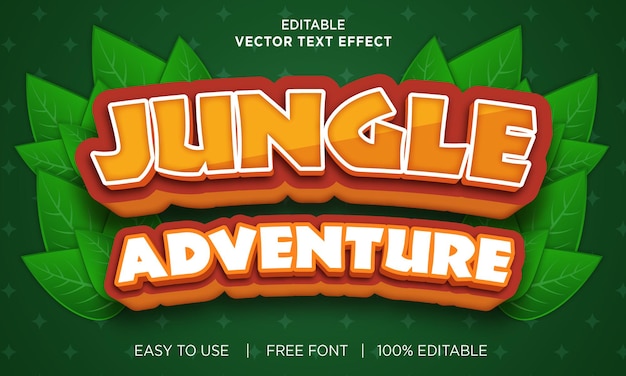 Jungle book editable text effect with premium vector