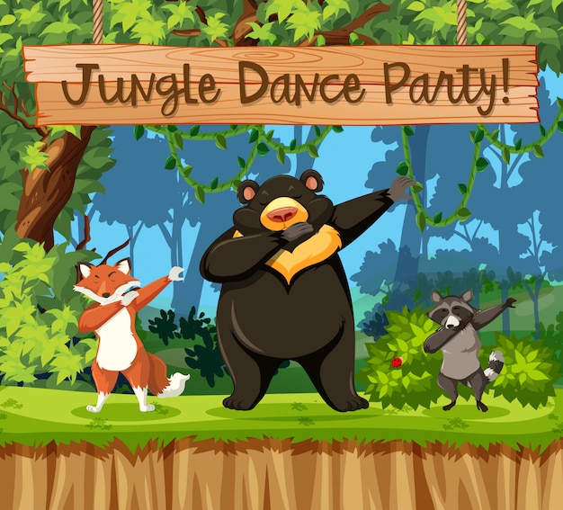 Jungle dance party animal scene