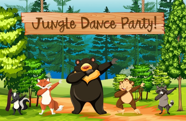 Vector jungle dance party scene