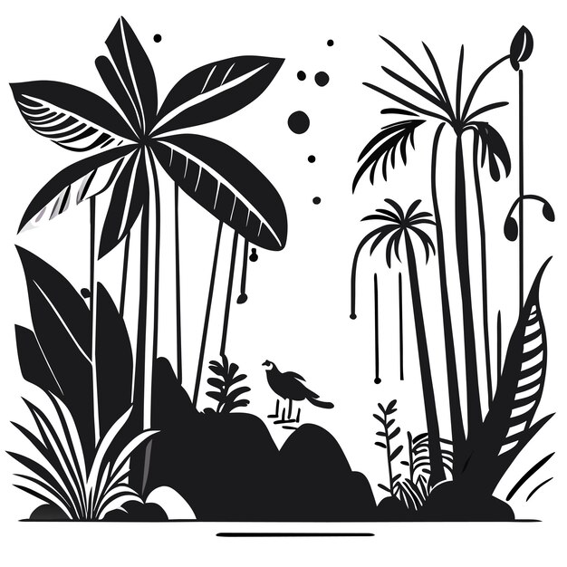 Vector jungle dier tropisch bos handgetekende platte stijlvolle cartoon sticker icoon concept geïsoleerd