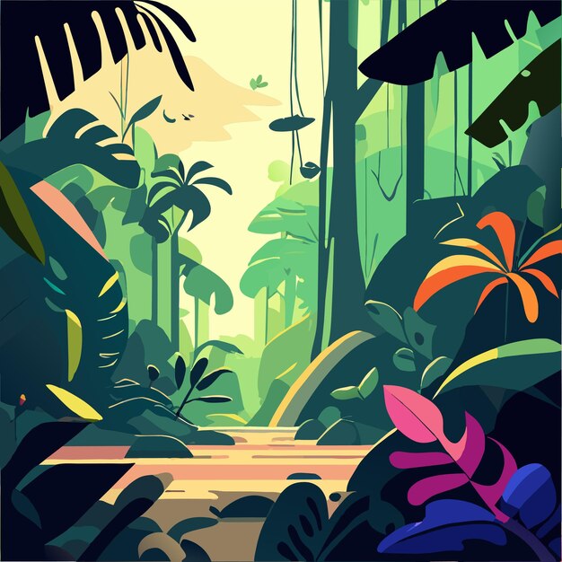 Vector jungle dier tropisch bos handgetekende platte stijlvolle cartoon sticker icoon concept geïsoleerd