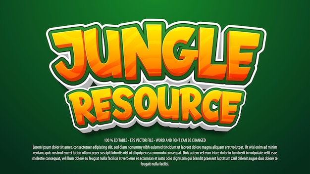 Jungle editable text effect template design with 3d style