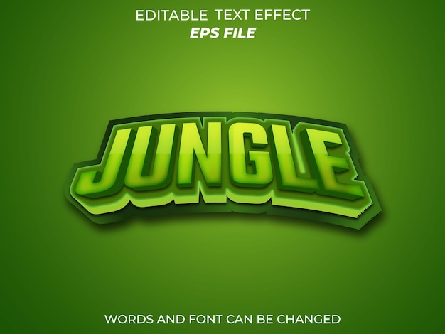 Эффект редактируемого текста джунглей с шрифтом 3D стиля редактируемый типографический векторный шаблон