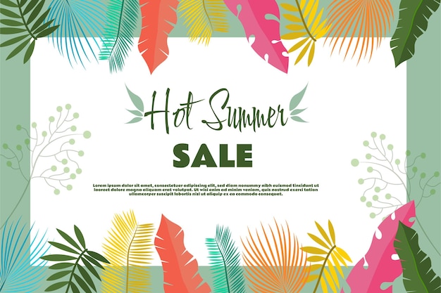 jungle exotic leaves colorful design summer background and sale banner