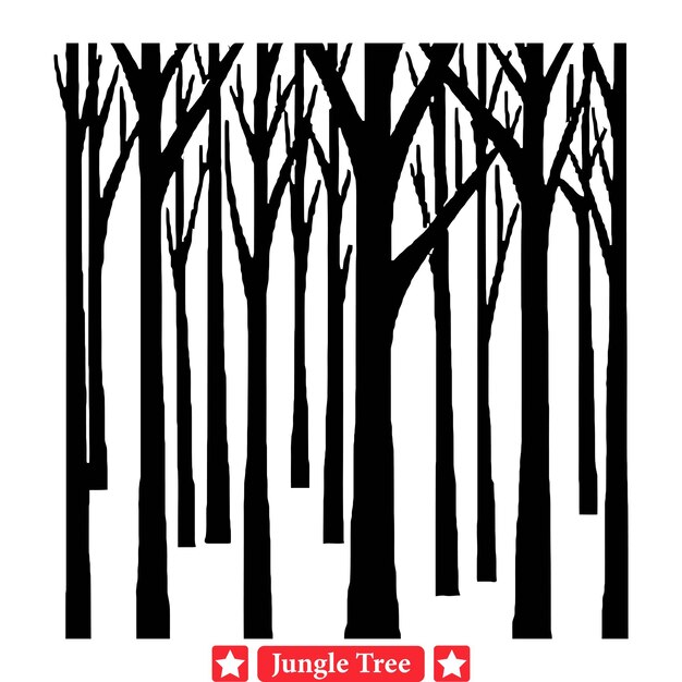 Jungle explorer s toolkit diverse vector jungle tree silhouettes