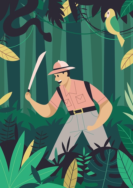 Jungle explorers vector illustration