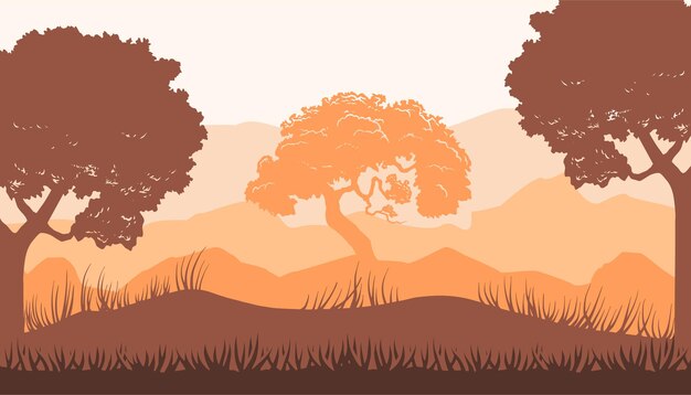 Jungle forest landscape design vector illustration