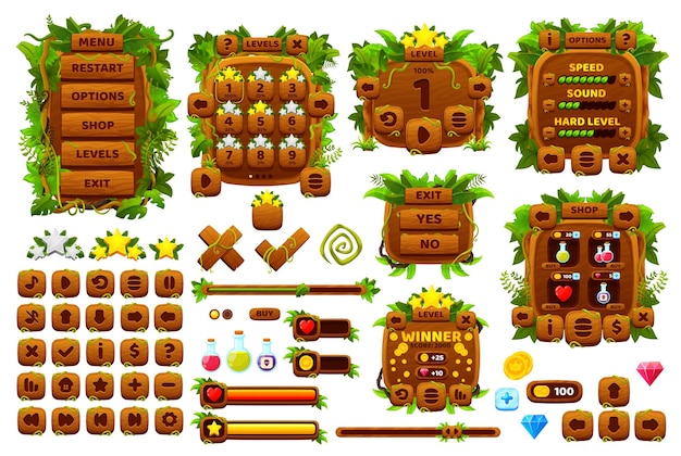 Jungle forest lianas game interface ui buttons