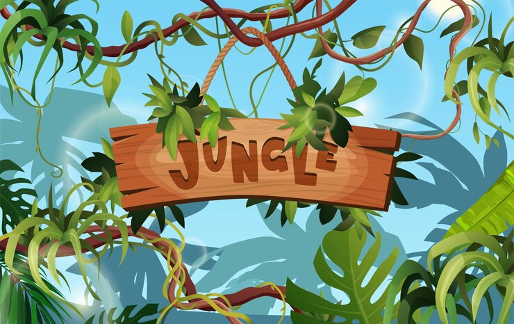 Vector jungle hand lettering wooden text liana or vine winding branches