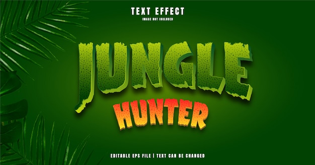 Vector jungle hunter 3d editable text effect