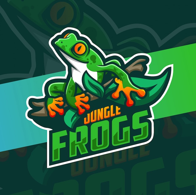 Jungle kikker mascotte logo ontwerp