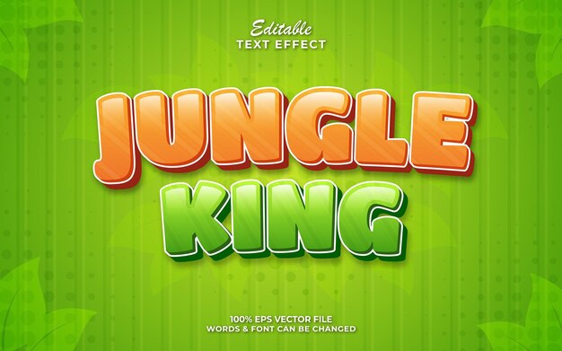 Jungle king sticker label editable cartoon text effects