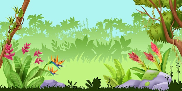 Jungle landscape tropical rainforest nature game background