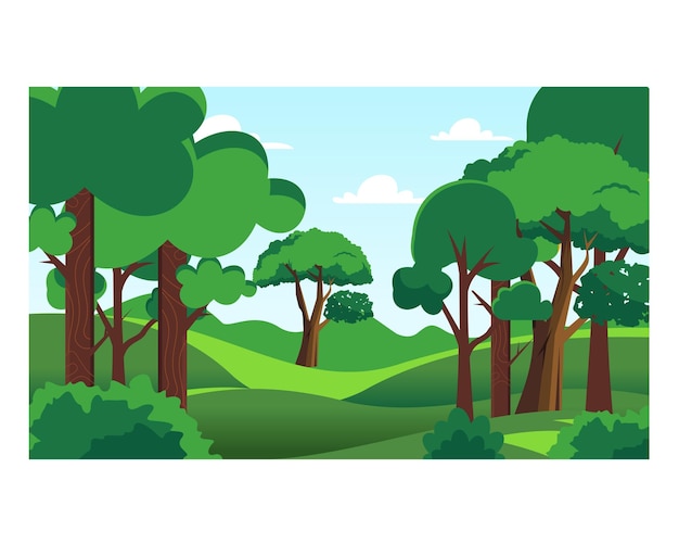 Jungle landschap Panorama met tropische planten lianen en boomstam met vallend zonlicht op gree