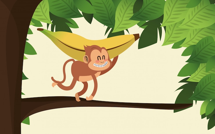 Vector jungle monkey cartoon 