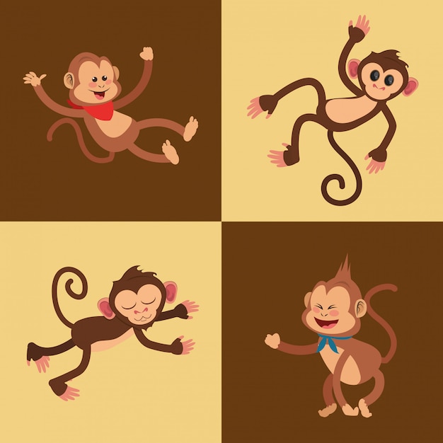 Vector jungle monkeys cartoon