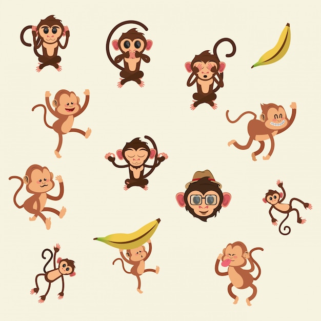 Vector jungle monkeys cartoon