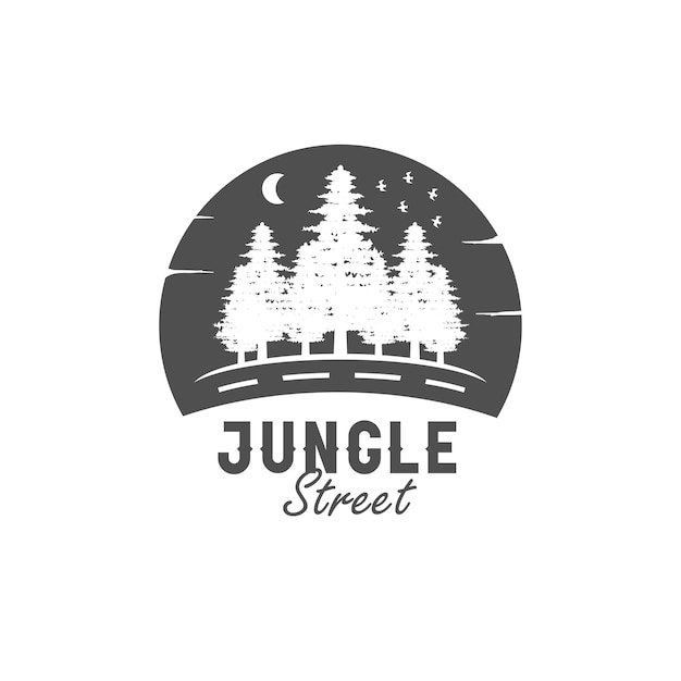 Jungle nacht straat logo klassiek vintage