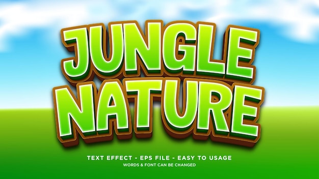 Jungle natuur 3d bewerkbaar teksteffect