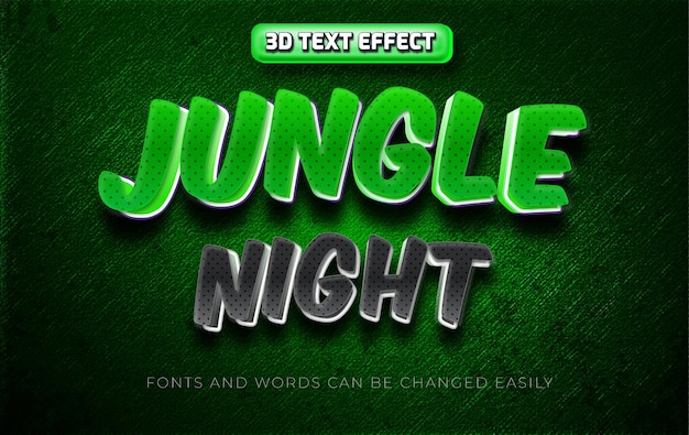 Stile effetto testo modificabile jungle night 3d