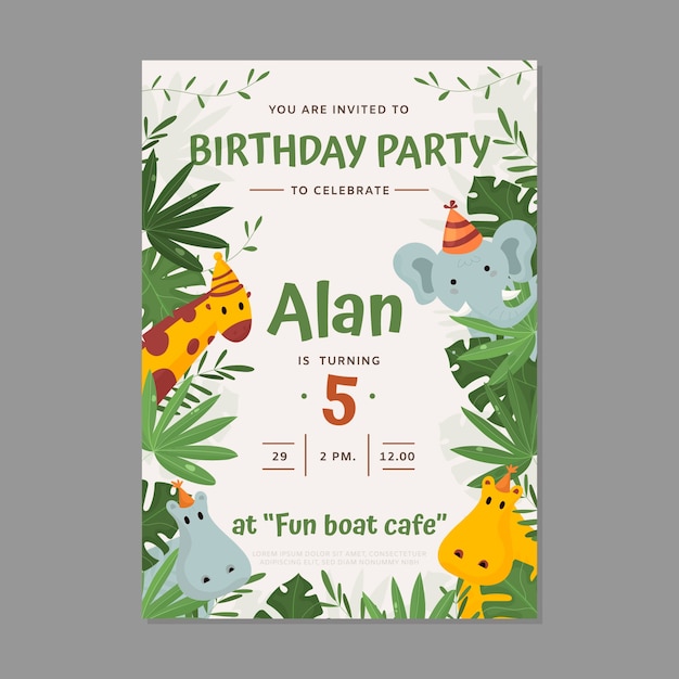 Vector jungle party invitation card