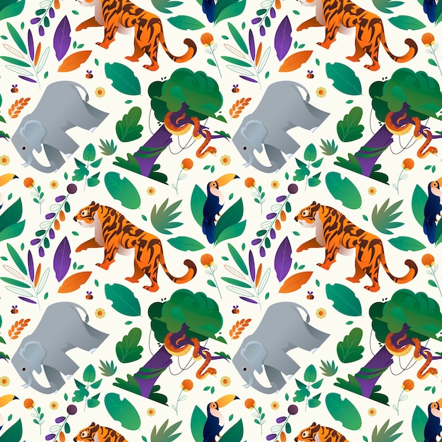 Vector jungle pattern in gradient style