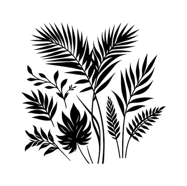 Jungle plant silhouette vector illustration